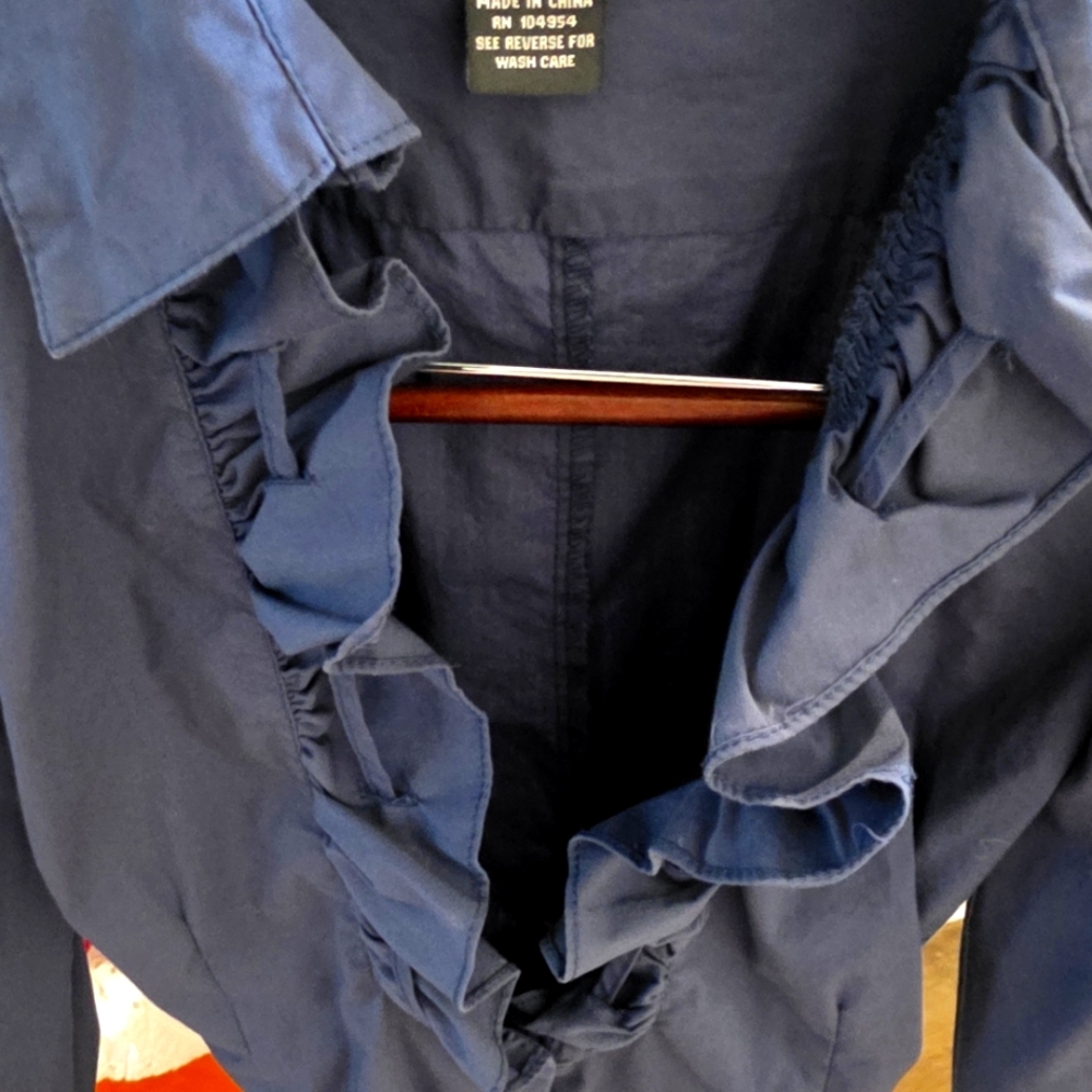 Blue Ruffled Button-Up Shirt - Picture 5 of 5
